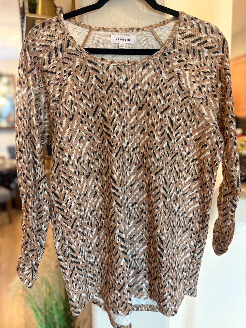 Kinesis Women's Neutral Abstract Blouse Size M 6-10